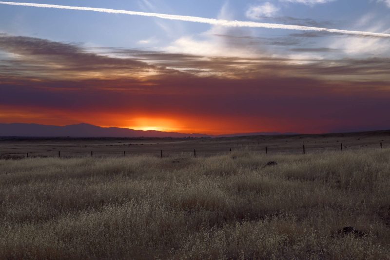 Blazing sunset over Pacific Coast Range.