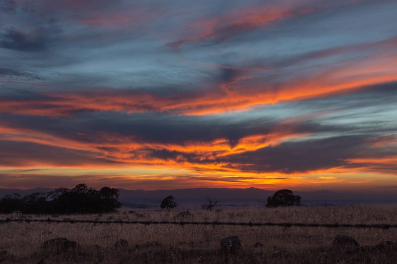 A fence line trail sunset image with spectacular colors!